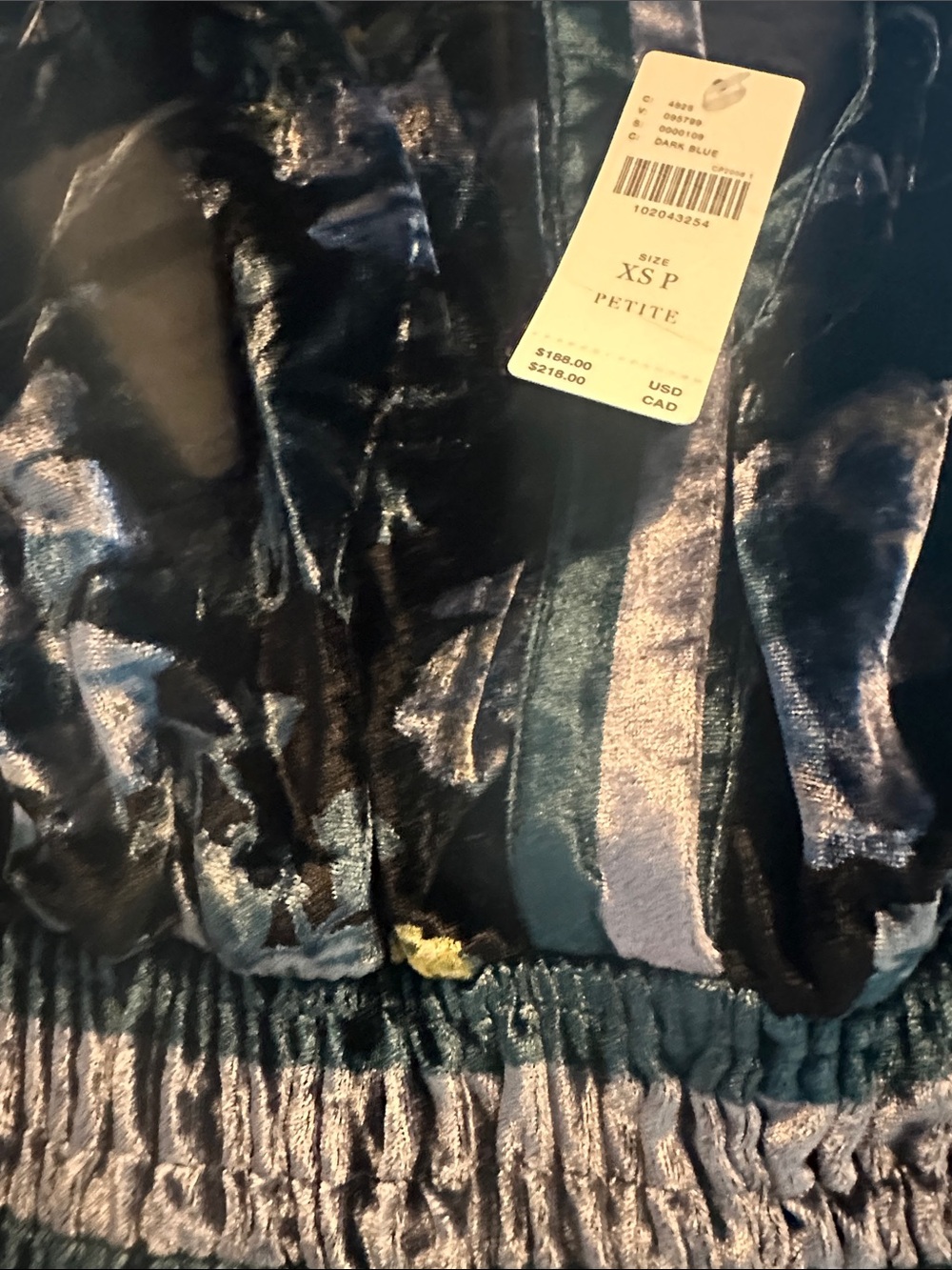 NWT Anthropologie Velvet Floral Somerset Midi Dress in Deep Blue-Black - Picture 11 of 11